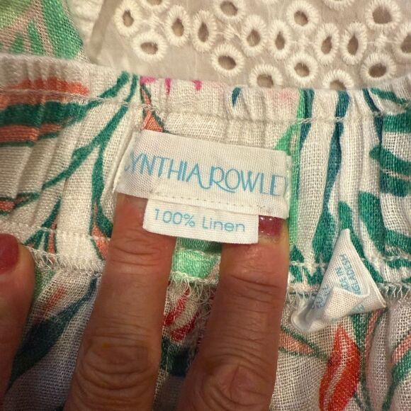 Cynthia Rowley 100% Linen Floral Pants - L - Picture 5 of 9